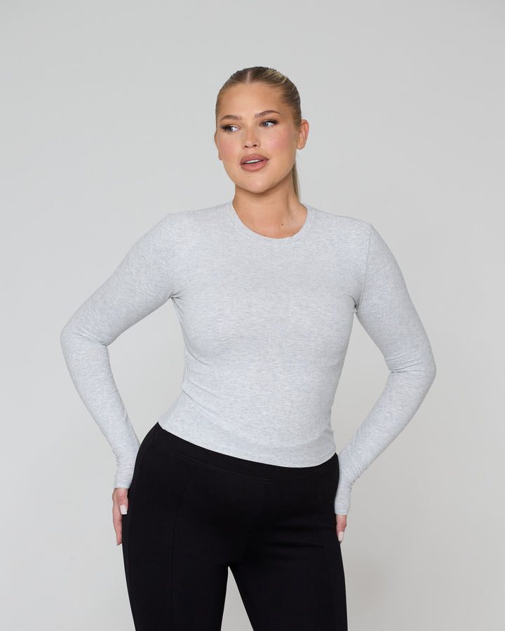 Its Snatched Long Sleeve Tee Grey Marl