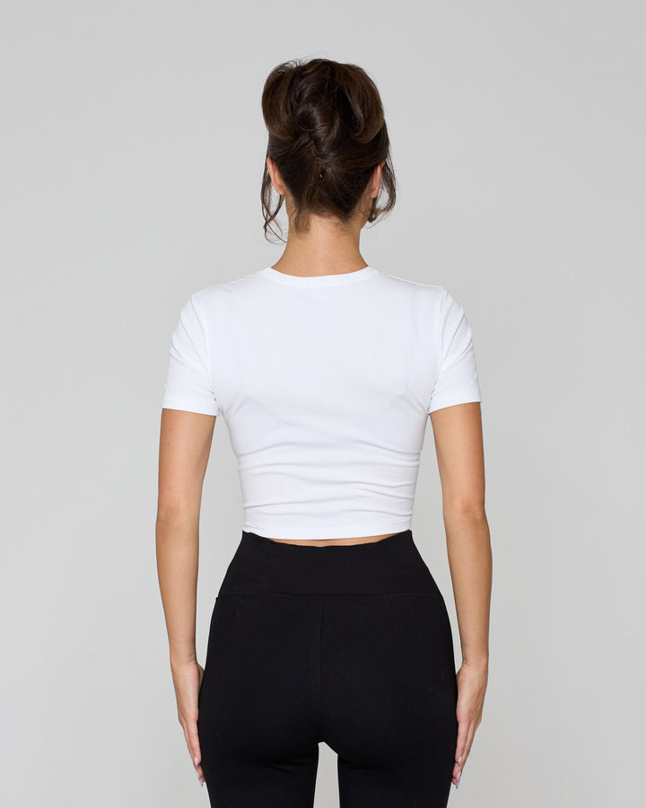 Knot Crop Short Sleeve Tee White