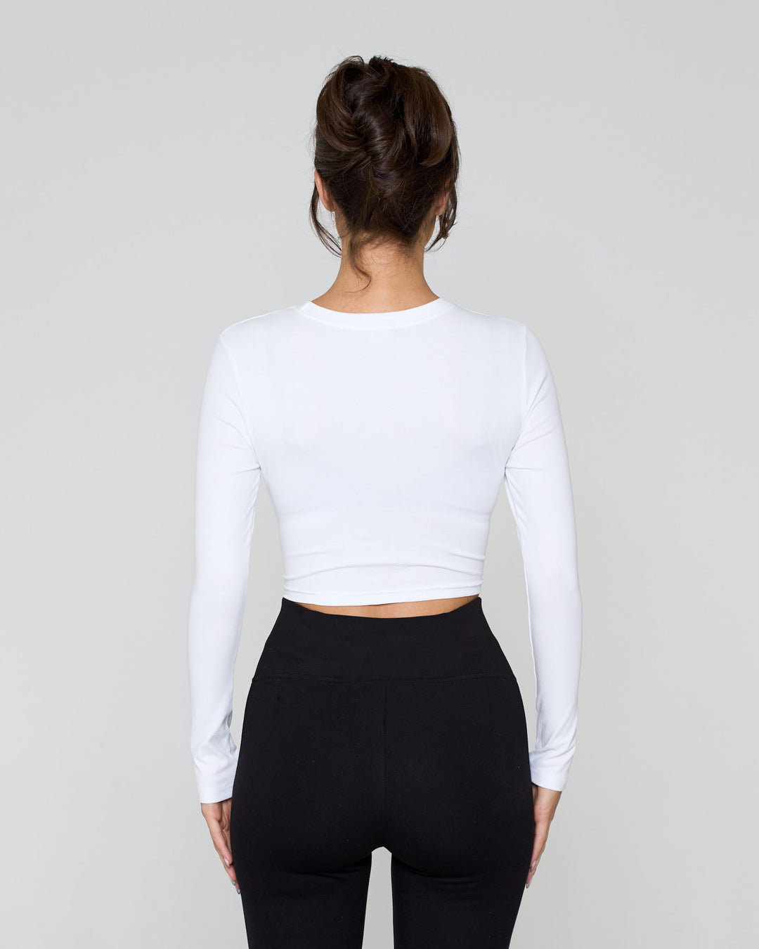 Knot Crop Long Sleeve Tee White