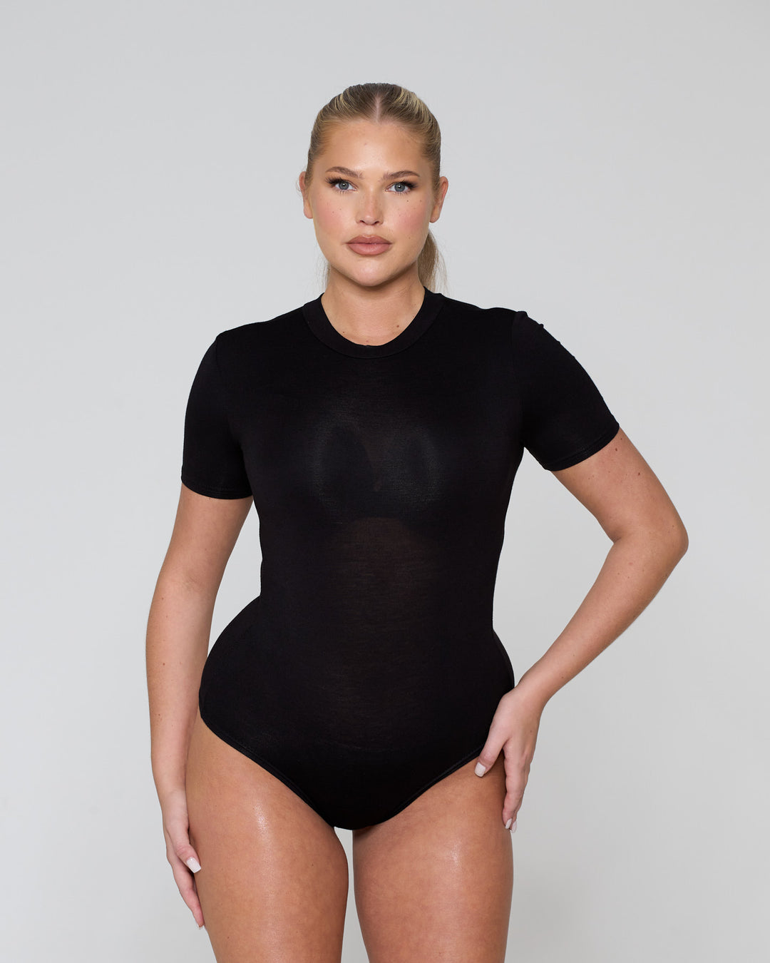 Soft Side Short Sleeve Bodysuit Black