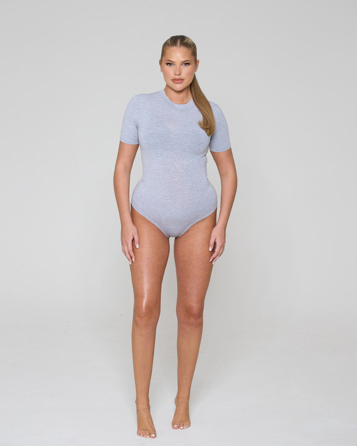 Soft Side Short Sleeve Bodysuit Grey Marl