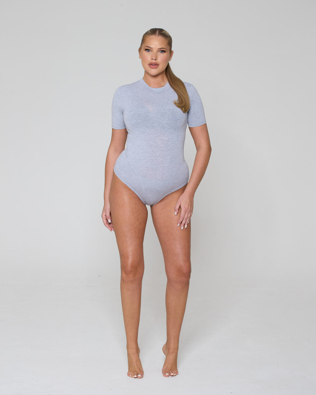 Soft Side Short Sleeve Bodysuit Grey Marl