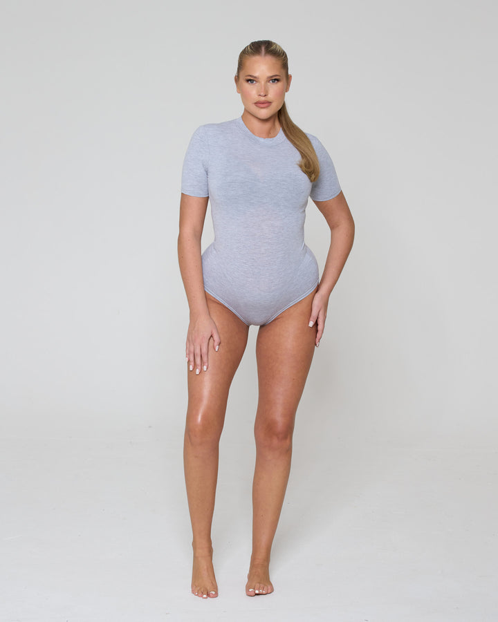 Soft Side Short Sleeve Bodysuit Grey Marl