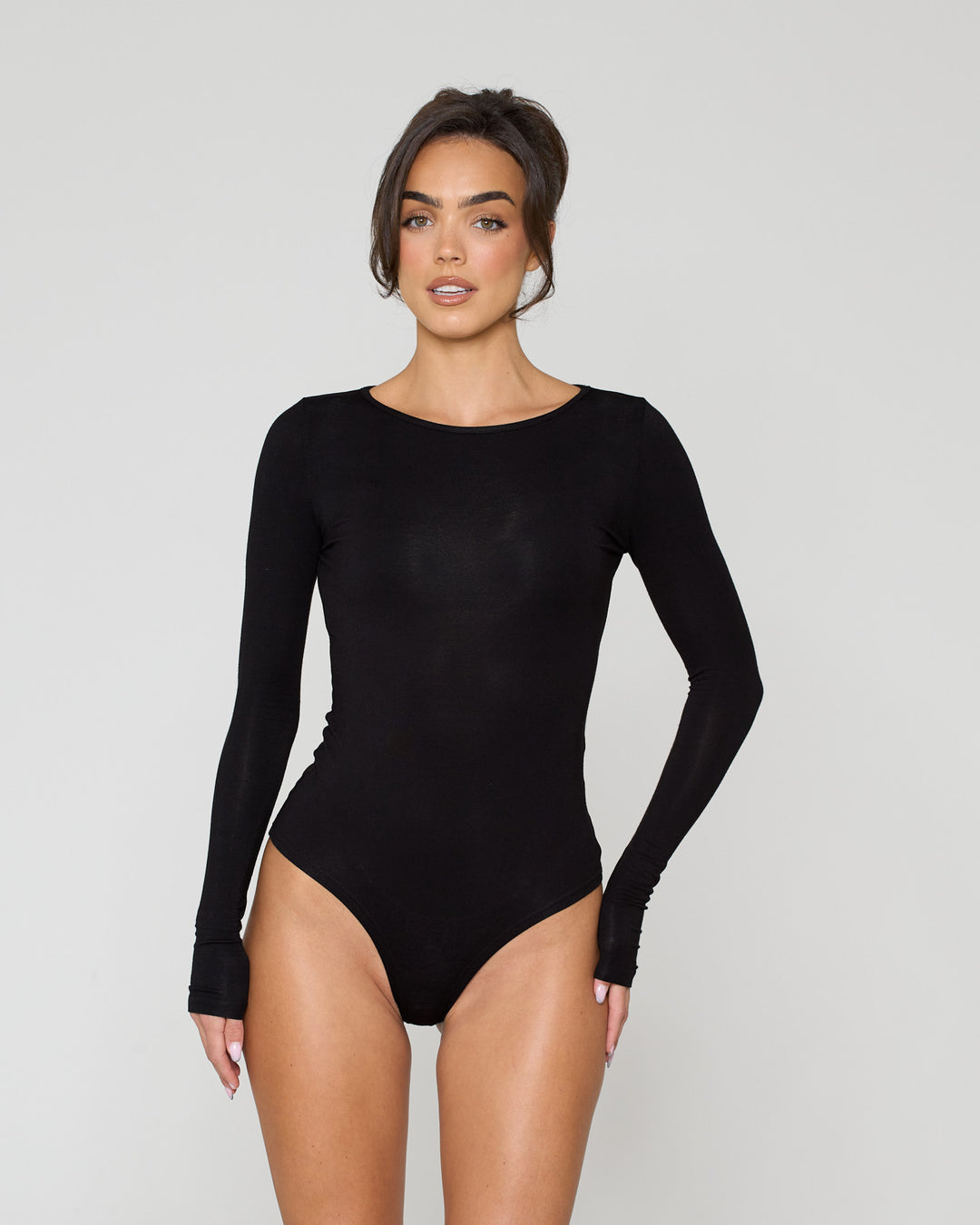 Soft Side Long Sleeve Bodysuit Black