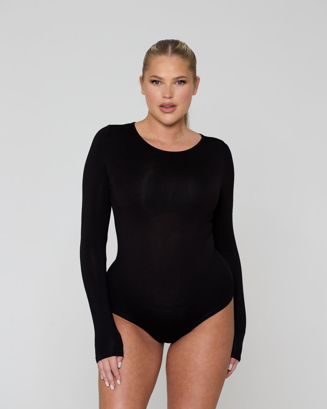 Soft Side Long Sleeve Bodysuit Black